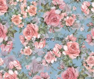 Dres pętelka Róże na niebieskim